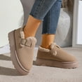 thumbnail image 4 of Rokment Platform Slip on Snow Ankle Boots for Women with Fleece Lined 2025 Fashion Casual Winter Thermal Potato Clogs Booties Khaki Size 6.5, 4 of 8