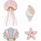 thumbnail image 1 of 4 parches de cuentas de 4 estilos con medusas rosas, conchas, estrellas de mar, parches para coser, apliques, parche decorativo, 1 of 5