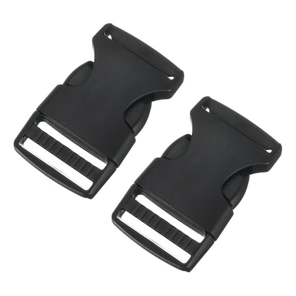 Uxcell 2Pack 1" Plastic Dual Adjustable Side Release Buckle for Backpack Strap Black