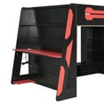 thumbnail image 6 of Euroco Full Size Loft Bed with Desk, Gaming Bed with RGB Light and Storage Selves, Red, 6 of 16