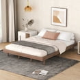 Walnut Queen Platform Bed Frame Modern Floating Design with Easy