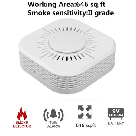 Smoke Detector and Fire Alarm with Photoelectric Sensor, Battery Operated Fire Safety for Bedroom,Kitchen,Corridor,Bathroom and Hotel 646 sq.ft Working