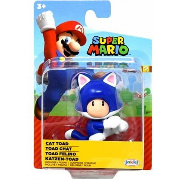 Super Mario Bros. Cat Toad Mini Figure, Pose-able, 2.5 inches, Action Figures