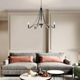 thumbnail image 5 of Kira Home Cambria 28" 5-Light French Country Farmhouse Chandelier, Light Cedar Wood Style + Black Finish, 5 of 7