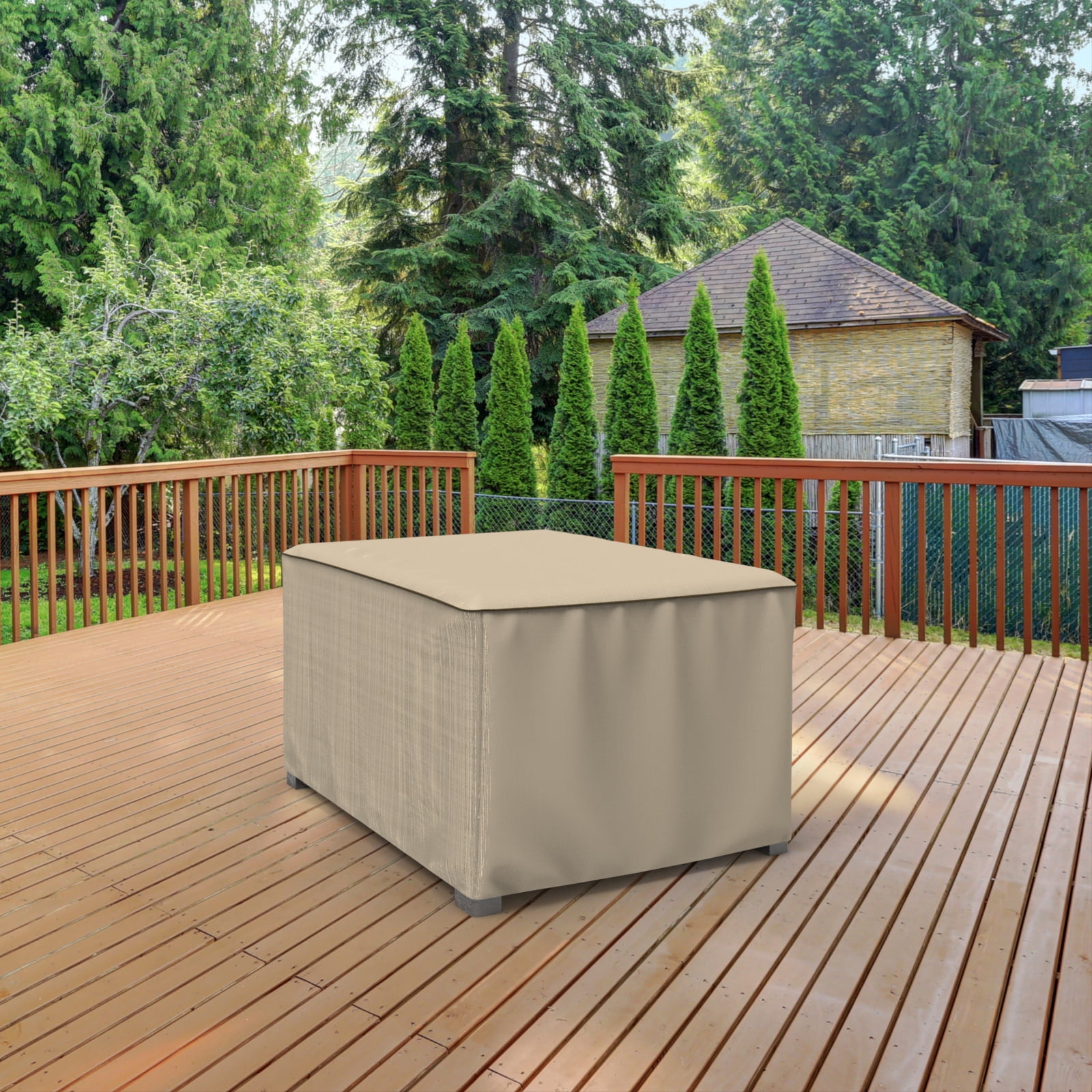 Budge Medium Black Ivory Patio Table/Ottoman Cover, StormBlock™ Mojave