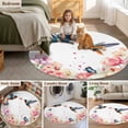 thumbnail image 5 of Pink Flower Round Area Rug 7Ft Washable Circle Rugs for Dorm Laundry Room, Spring Floral Butterflies Birds Farmhouse Non-Slip Carpet Floor Mats Indoor Outdoor Carpet Runner Aesthetic Home Decor, 5 of 8