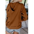 thumbnail image 3 of Women's Brown Zip-Up Pocket Drawstring Hoodie Jacket, 3 of 6