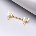 thumbnail image 2 of A Pair of Golden Butterfly Sparkle Dangle Sparkle Nipple Barbell, 2 of 4