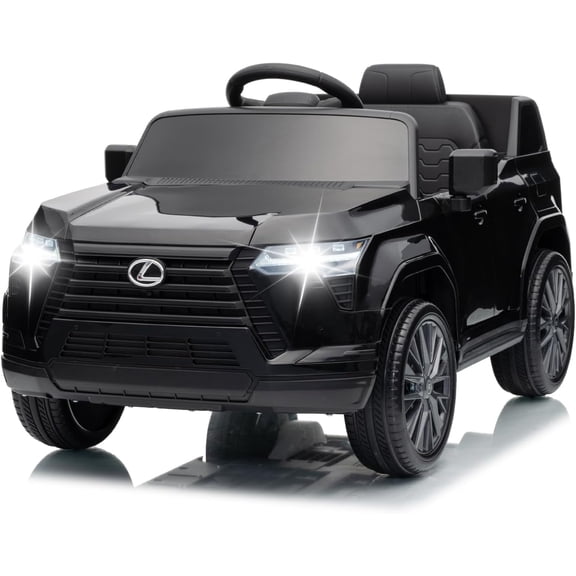 Officially Licensed Lexus GX550 12V Electric Ride-On Car with Parent Remote Control, Dual Motors, 4-Wheel Suspension, LED Lights, Music & Stories, Lockable Doors, Seat Belt, Ages 3-8,Black