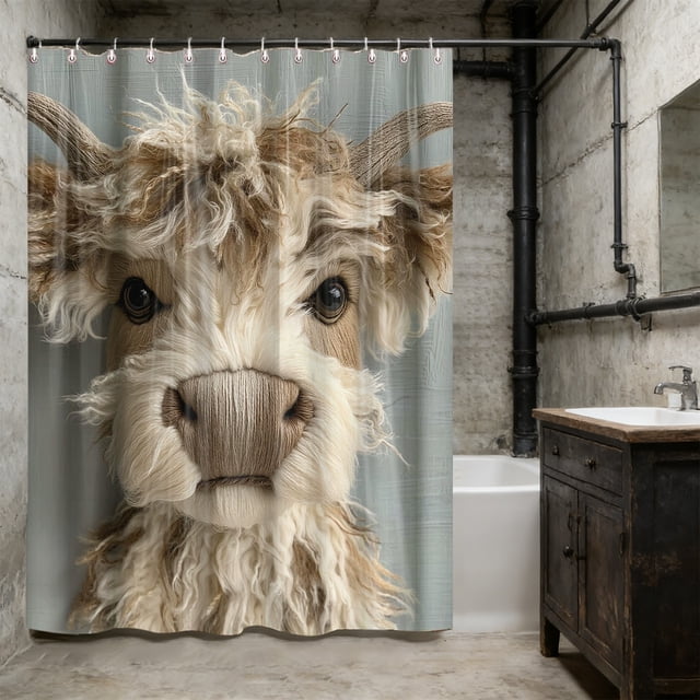 Weloille Série d'Animaux Broderie Imitation Imprimée Rideau de Douche, 5,9 x 5,9 Pi 1 Pce Rideau de Bain Imperméable Résistant à la Moisissure, Rideau d'Ourlet Robuste avec Crochets pour Salle de Bain