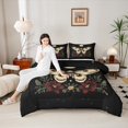thumbnail image 6 of Manfei Hippie Butterfly Animal Full Size Comforter Sets, Bohemian Rustic Moth Bedding Comforter Set, Farmhouse Flower Reversible Bedding Sets, Luxury Bedroom Decor, 3 Pieces, 6 of 9