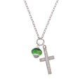 thumbnail image 2 of Delight Jewelry Green & Yellow Faceted Glass Spinner Everlasting Love Engraved Cross Zoey Necklace, 28", 2 of 4