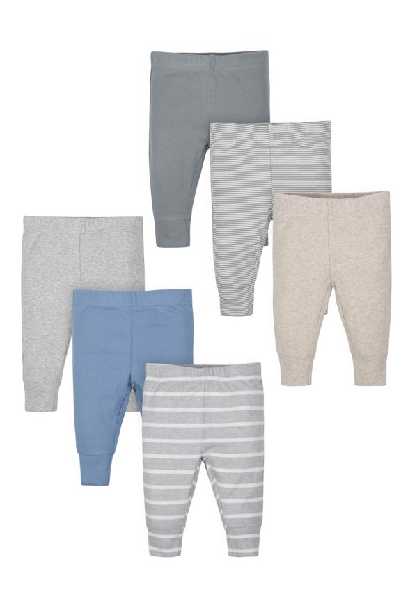 Baby Boy Active Pants with Cuffs, 6-Pack, Sizes 0M-24M