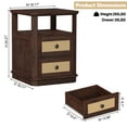 thumbnail image 3 of FAGAGA End Table with Charging Station for Living Room,Wooden Nightstand with 2 Drawers for Bedroom, Cherry, 3 of 8