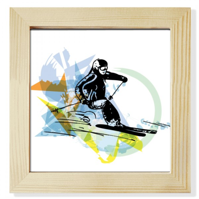 Los atletas de deporte de invierno, Esqui Acrobatico acuarela Pantalla de escritorio de pared de fotograma cuadrado