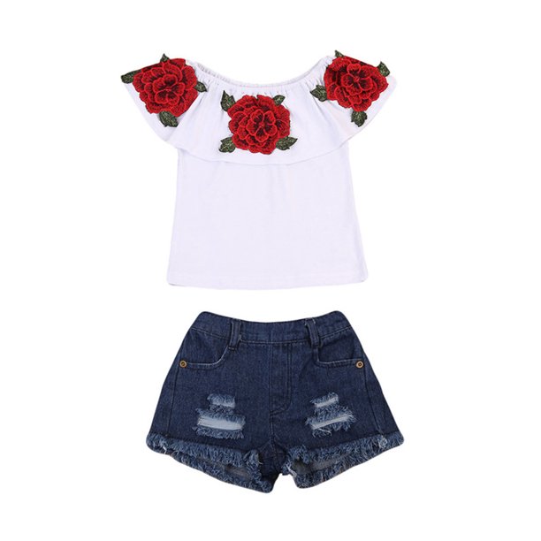 Jxzom Jxzom Toddler Baby Girls Jeans Shorts Outfits Floral Shirt Tops Ripped Denim Shorts Summer Clothes Set Walmart Com Walmart Com