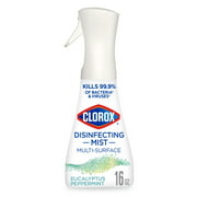 Clorox Disinfecting Mist, Multi-Surface Spray, Eucalyptus Peppermint, 16 Fl Oz