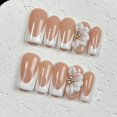 thumbnail image 1 of Punta francesa blanca OCOUYVD de Press on Nails con diseño floral 3D, 1 of 7