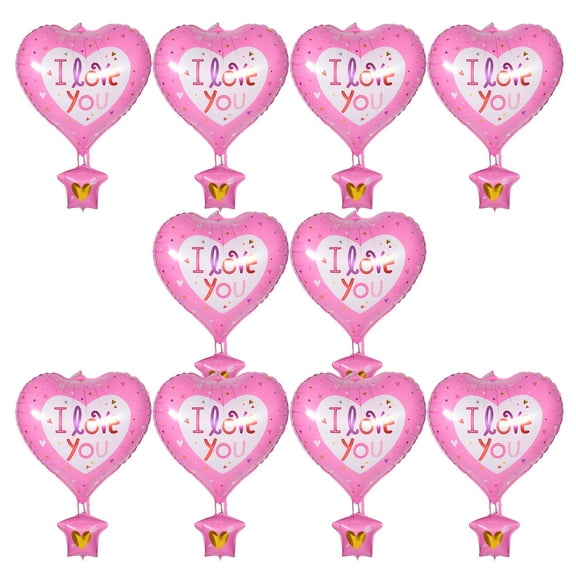 MERRYHAPY 10 Assorted Pink Baby Girl Balloons for Valentine's Day and Birthday Celebrations in Hot Air Balloon Shape