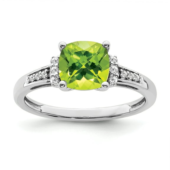 Primal Gold 14 Karat White Gold Peridot and Diamond Ring