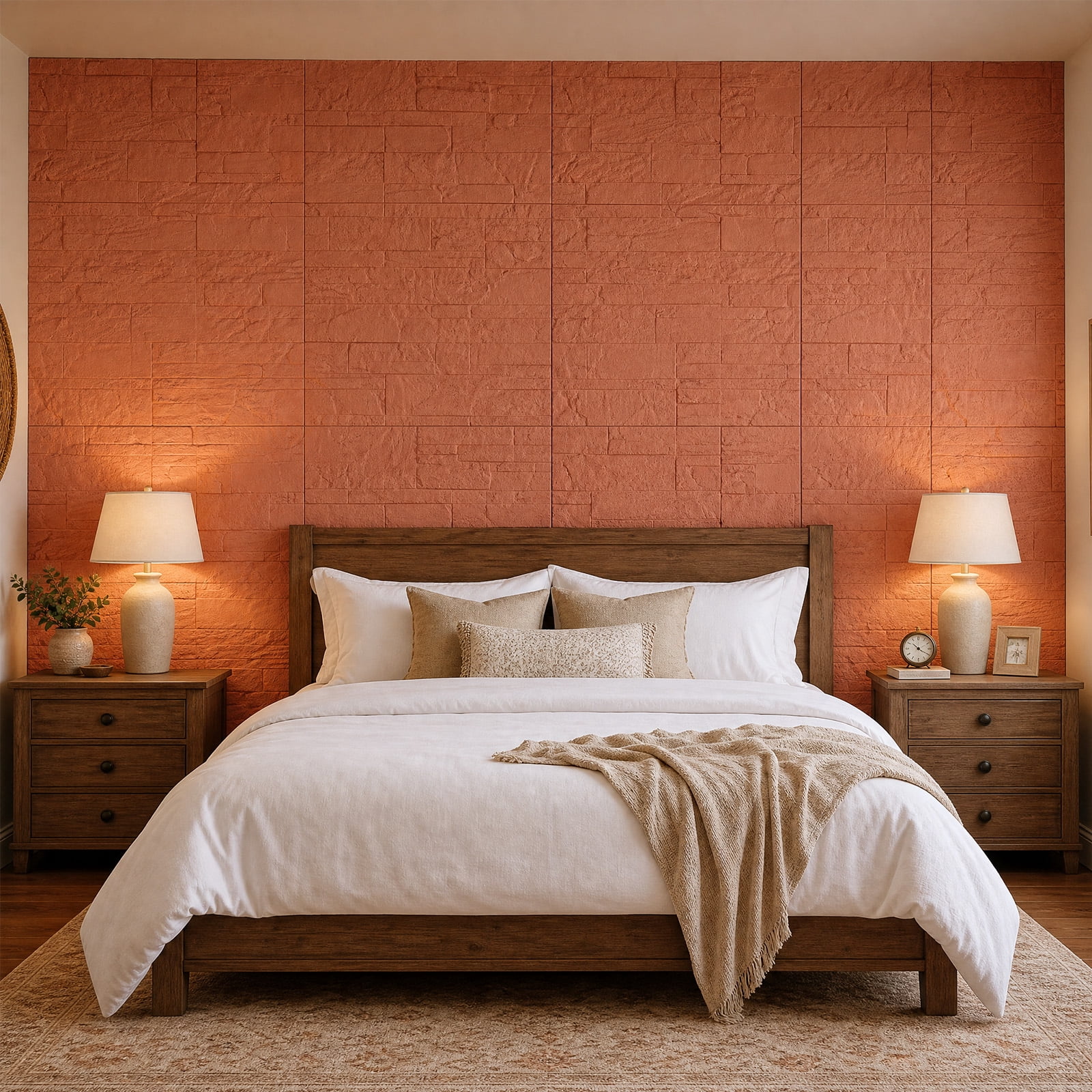 BEAUTYPEAK 8PCS 24"x 24" 3D Wall Panels Lightweight Wall Decor Panels for Home, Reddish Orange