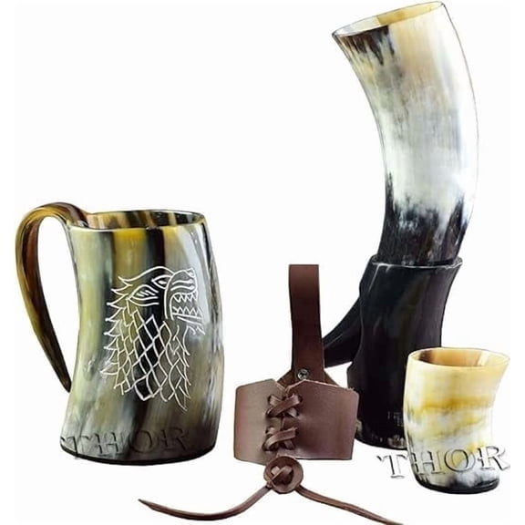 Drinking Horn Mug/Whiskey Cup/Belt Holster | Drinking Horn With Stand For/Wine/Mead/Cold Drink/Water/ & Beer Viking Mug Rustic Vintage Home Decor Gifts