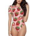 thumbnail image 1 of Balery Cute Strawberry Body de cuello redondo de manga corta para mujer Tops de manga corta Tops básicos-Small, 1 of 7