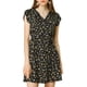 thumbnail image 1 of Vestido con cinturón de manga de pétalo cruzada en V floral para mujer XL negro, 1 of 8