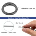 thumbnail image 2 of Unique Bargains 1/16" (1.5mm) 50ft 304 Stainless Steel Cable Wire Rope 7 x 7 Strands PVC Coated Aircraft Wire, 2 of 5