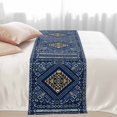 thumbnail image 2 of Bohemian Abstract Blue Floral Bed Runner for Cal King Size Bed, Boho Tribal Ethnic Geometric Flower Stripe Soft Bedding Scarf Bedding Protector Slipcover Sofa Throw for Bedroom Hotel Guesthouse, 2 of 8