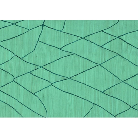 Ahgly Company Machine Washable Indoor Rectangle Solid Turquoise Blue Modern Area Rugs, 4' x 6'