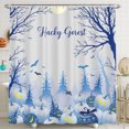 thumbnail image 1 of Spooky Halloween Shower Curtain with Bats, Pumpkins & Full Moon, 1 of 4