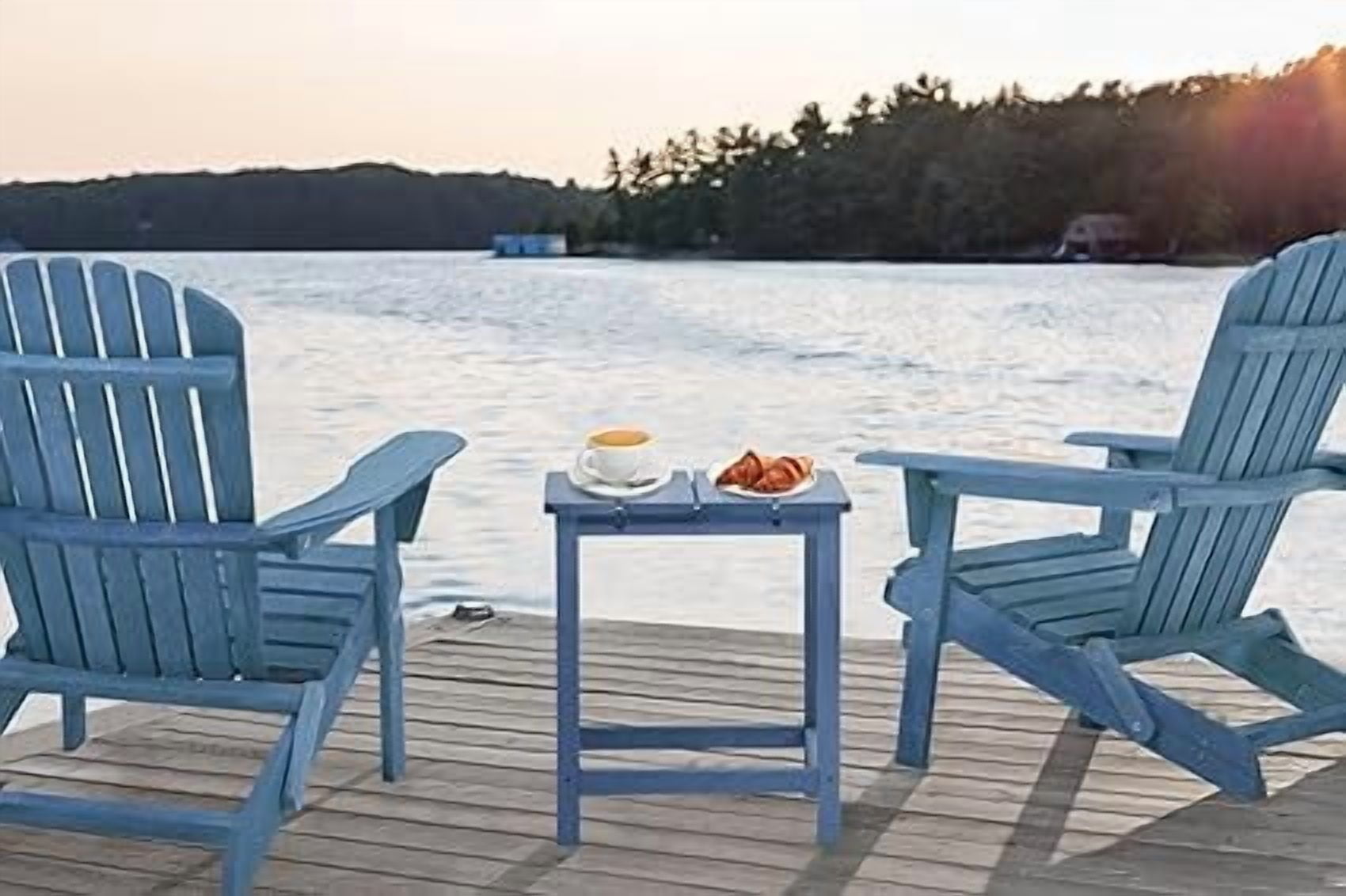 D-road Half Pre-Assembled Folding Adirondack Chair, Set of 2, Outdoor Wood Patio Chair for Backyard/Pool/Beach,Dark Blue
