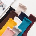 thumbnail image 4 of TZYDMN Womens Ruffle Ankle Socks Fashion Breathable Solid Color Turn-Cuff Cute Girls Socks 3 Pairs, 4 of 6