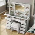 thumbnail image 6 of Yanosaku Vanity Desk with Storage, Lighted Mirror, Adjustable Lighting, Glass Top, Vanity Set with Stool, 6 of 8