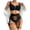Black, variant on Womens Garter Lingerie Two Piece Set Underwire Bra Cutout Panty Strappy Soft Stretch Plus Size Romantic Date Nights Sleepwear