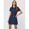 thumbnail image 2 of DARING DIVA Button Down Casual Collared Short Sleeve Denim Shirt Dress XS Blue XS Blue, 2 of 6