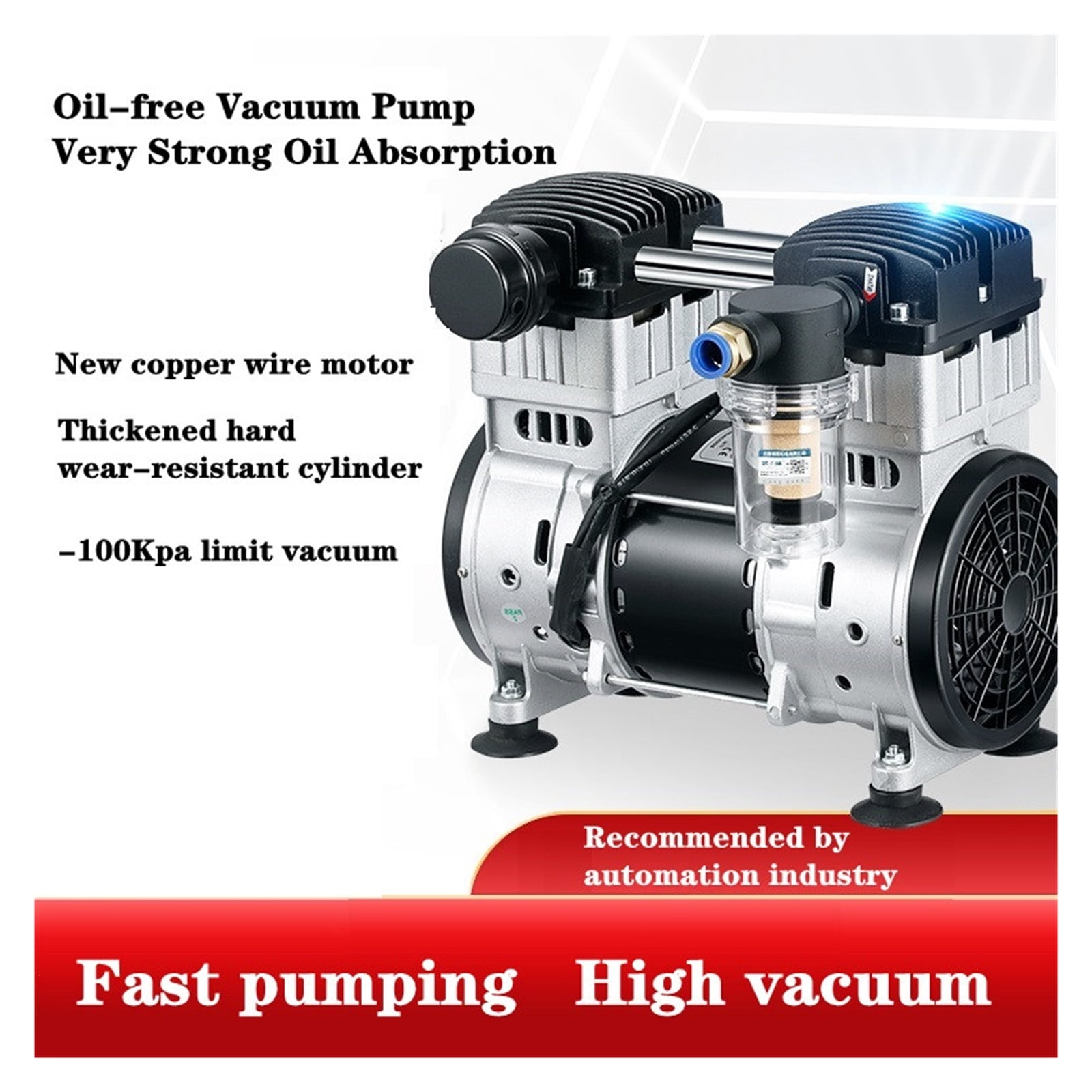 Oil Free Vacuum Pump Small Industrial Air Extraction Pump Test Room Suction Filtration Silent Negative Pressure Pump