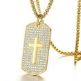 thumbnail image 2 of Forever Jewels 2Ct Round Cut Moissanite Dog Tag Cross Pendant 14k Yellow Gold Plated, 2 of 5
