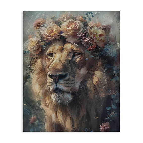 Stupell Industries Bohemian Lion with Rose Garland Canvas Art, 16 x 20, by Arlington Prints