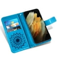 thumbnail image 6 of Compatible with Samsung Galaxy S21 Ultra 5G Wallet Phone Case and Tempered Glass Screen Protector Flip Credit Card Holder Stand Mandala Flower Cell Cover for S21ultra 21S S 21 21ultra G5 Women Blue, 6 of 9