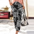 thumbnail image 2 of AHTJRT Floral Pants for Women Elastic Waist Staight Leg Joggers with Pockets Lightweigth Breathable Spring Summer Loungewear Trousers Black#05 XL, 2 of 5
