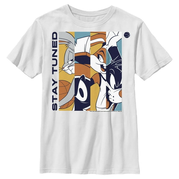 Boy's Space Jam: A New Legacy Stay Tuned Panels  Graphic Tee White Medium