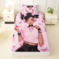 thumbnail image 3 of Castle Fairy Cute Black Girl Twin Sheets 3pcs,Butterfly Crown Pattern Bedding,Pink Black,1 Fitted Sheet, 1 Flat Sheet and 1 Pillowcase, 3 of 6