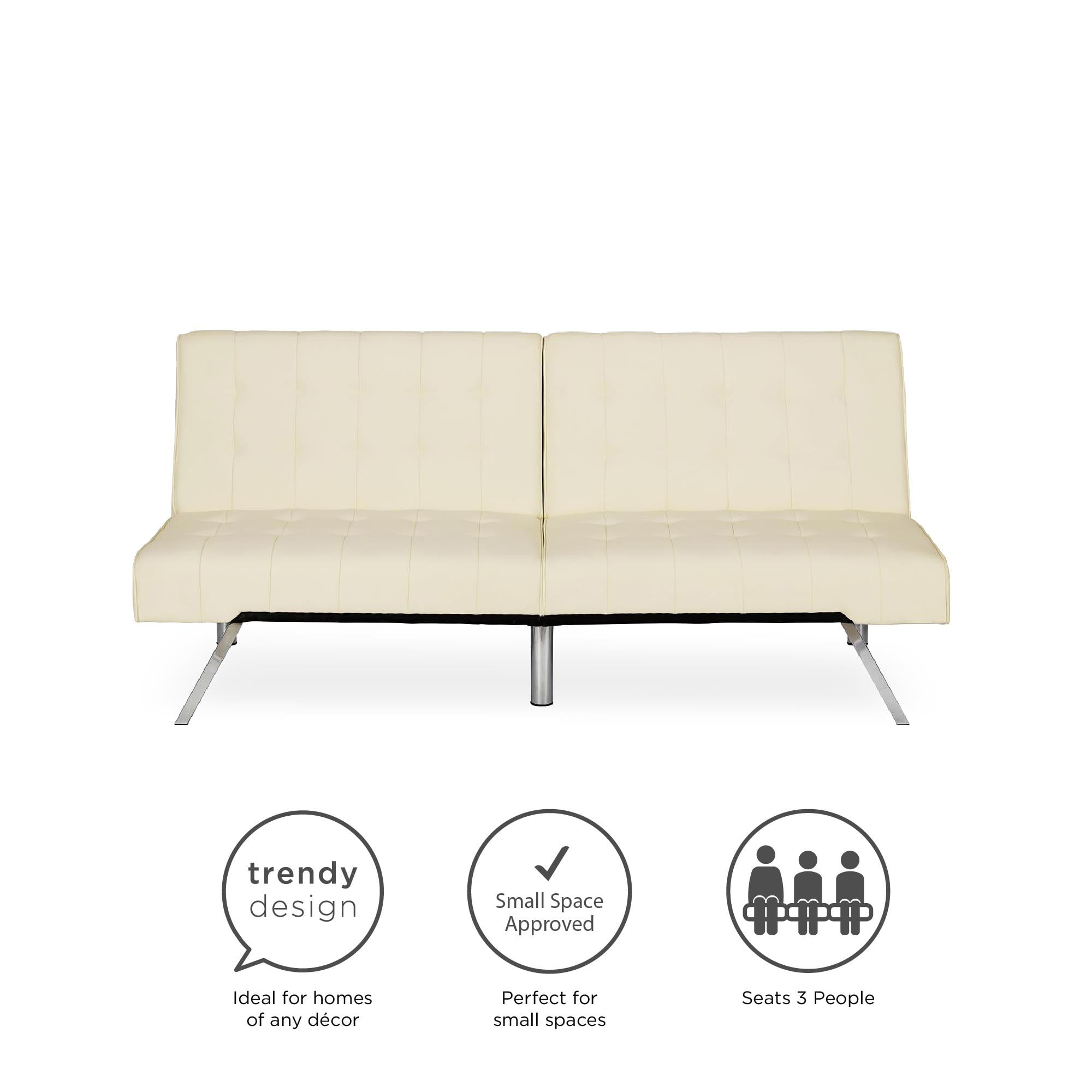 DHP Emily Convertible Futon, Vanilla Faux Leather