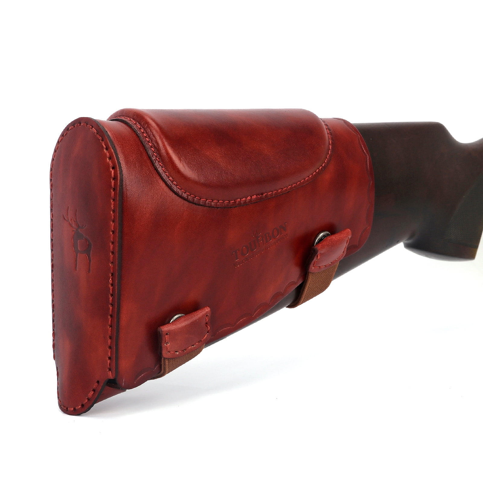 TOURBON Hunting Rifle Shotgun Cheek Rest Brown Leather Gun Buttstock