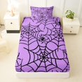 thumbnail image 3 of Feelyou Happy Halloween Spider Web Twin Sheets, Spooky Animal Bedding, Purple Black, 3-Piece, 1 Flat Sheet, 1 Fitted Sheet and 1 Pillowcase, 3 of 5