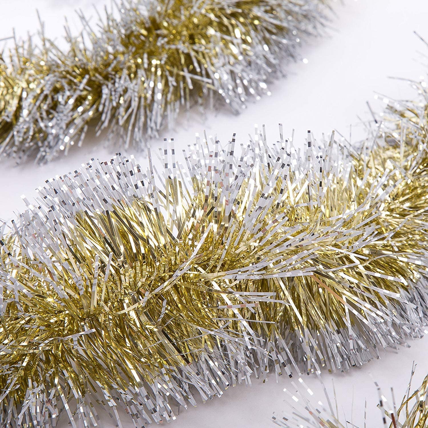 SANNO 26.2ft Christmas Tinsel Twist Garland, Classic Shiny Sparkly