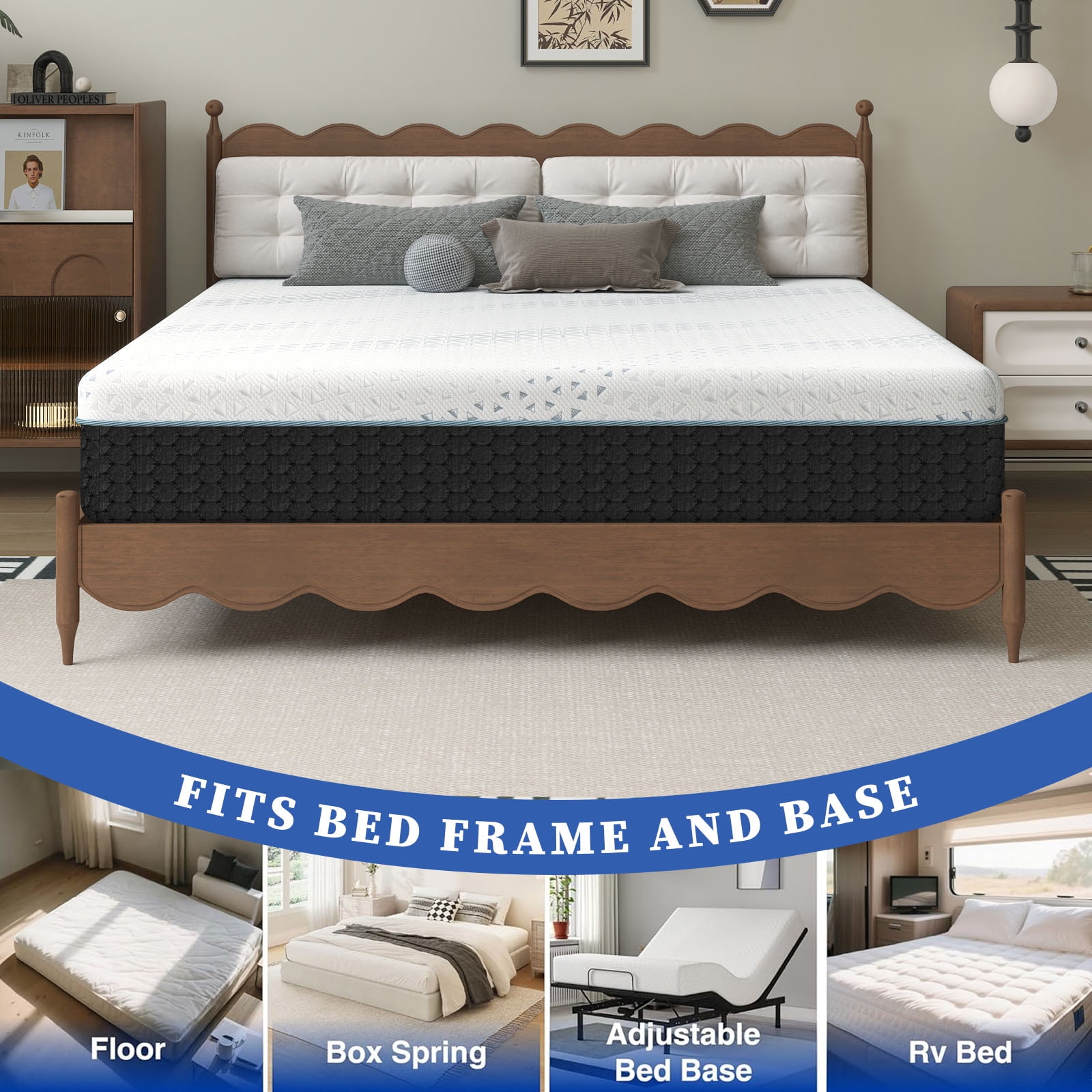 NISIEN Firm King Mattress 14 Inch Memory Foam Mattress King Size Bed in a Box for Back Pain Relief and Cool Sleep with Gel Foam and Removeable Fiberglass Free Cover, CertiPUR-US Certified