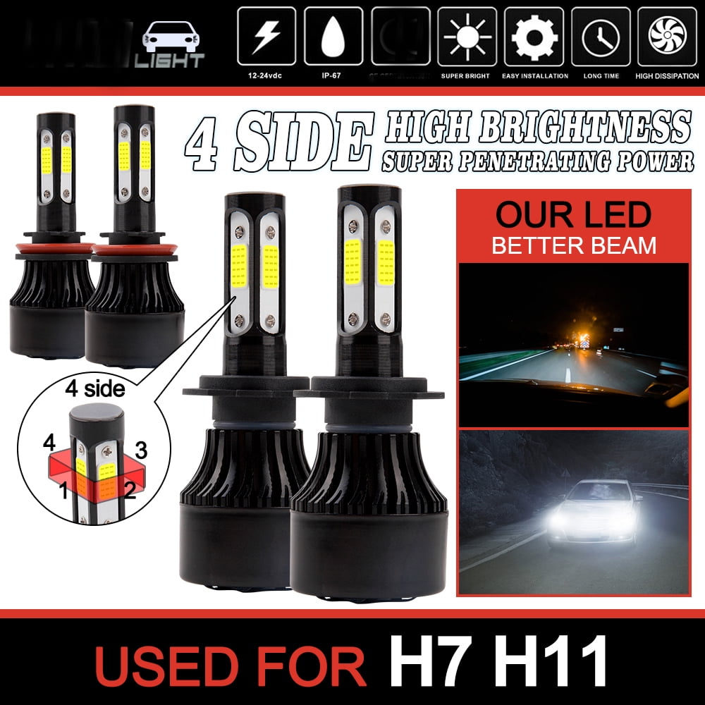 H11 LED Headlight 6000K 2018 6 Side COB White Kit Fog/Driving Lights High Power
